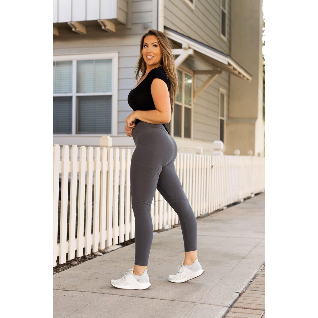 Carmen - Charcoal Full Length Leggings with Pockets