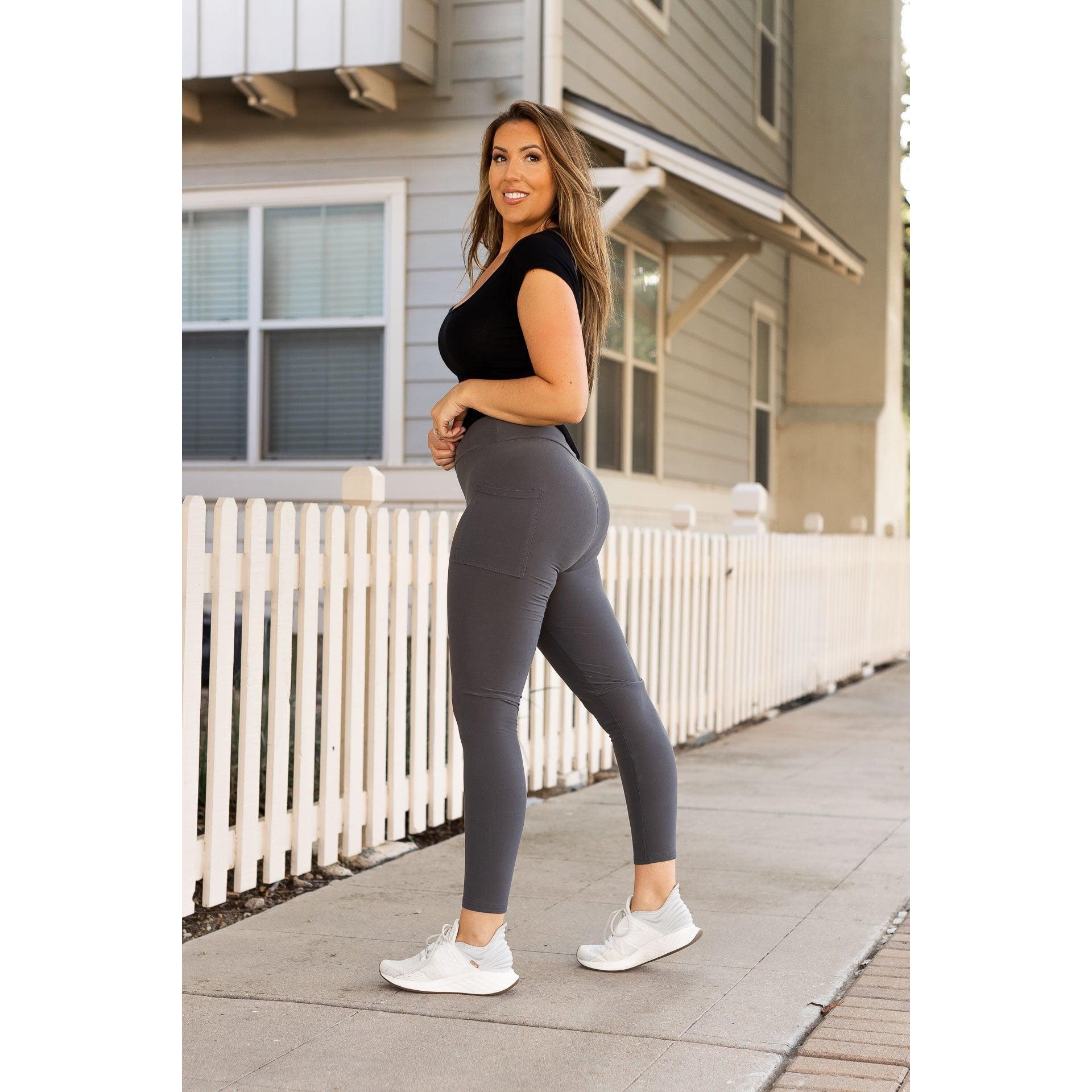Carmen - Charcoal Full Length Leggings with Pockets