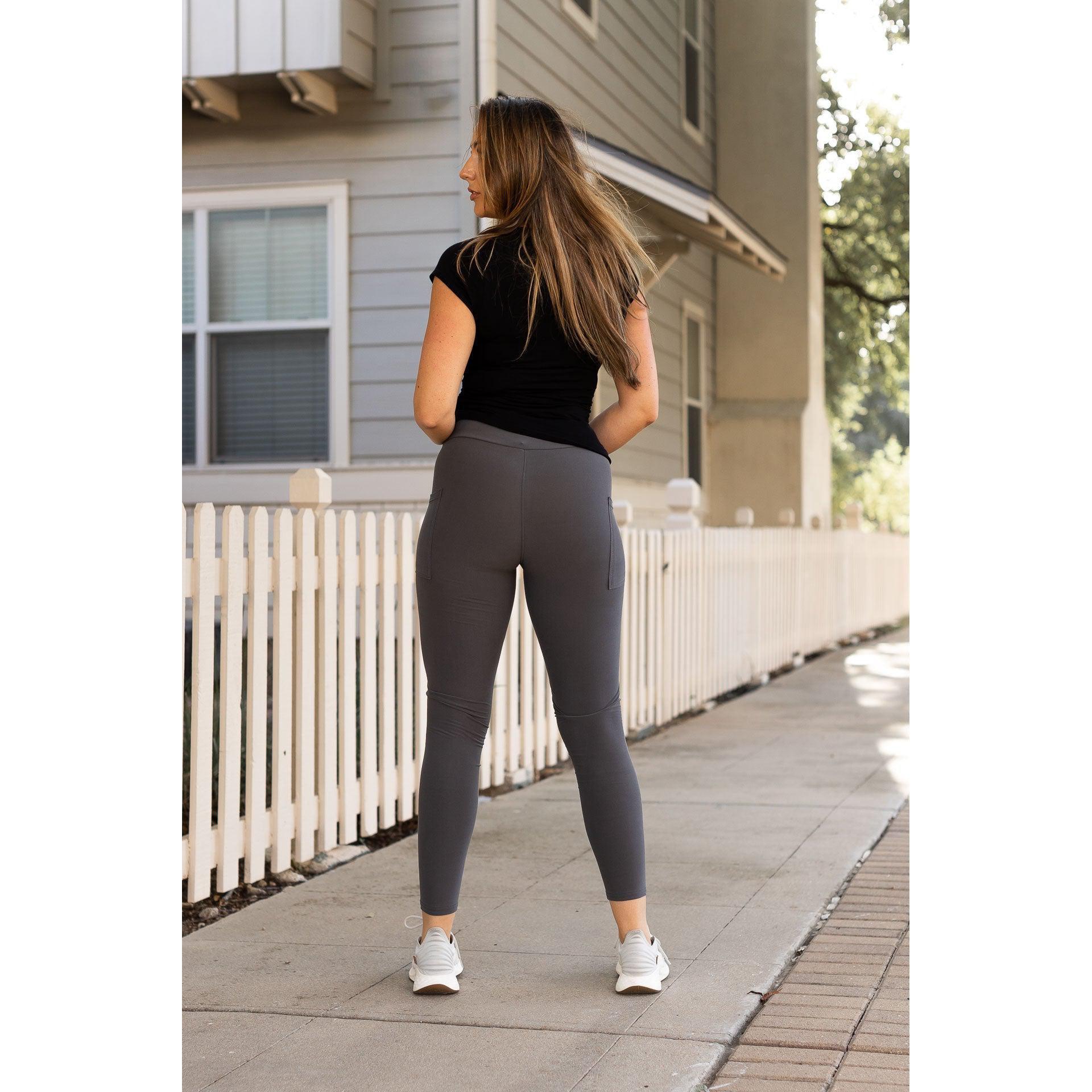 Carmen - Charcoal Full Length Leggings with Pockets