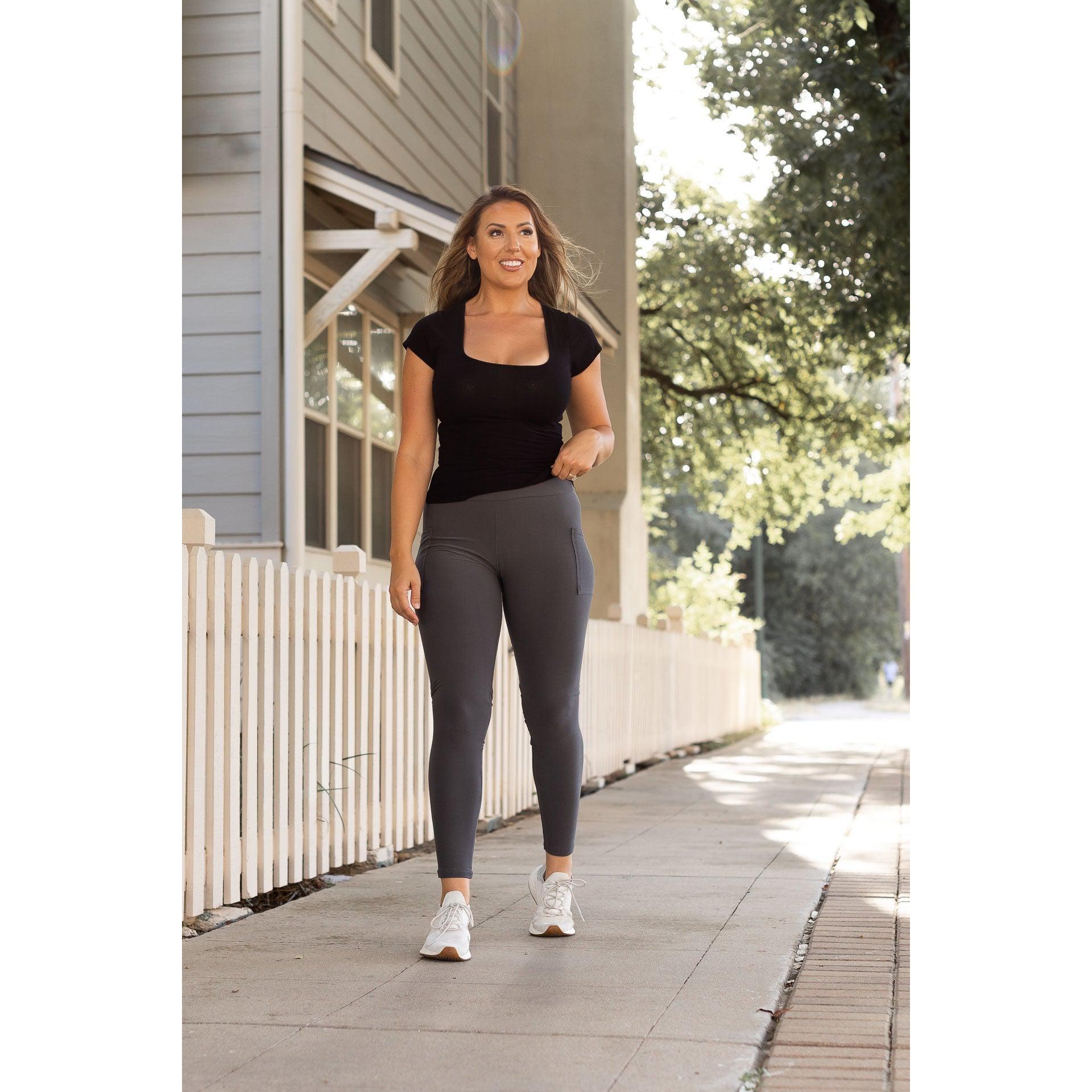 Carmen - Charcoal Full Length Leggings with Pockets