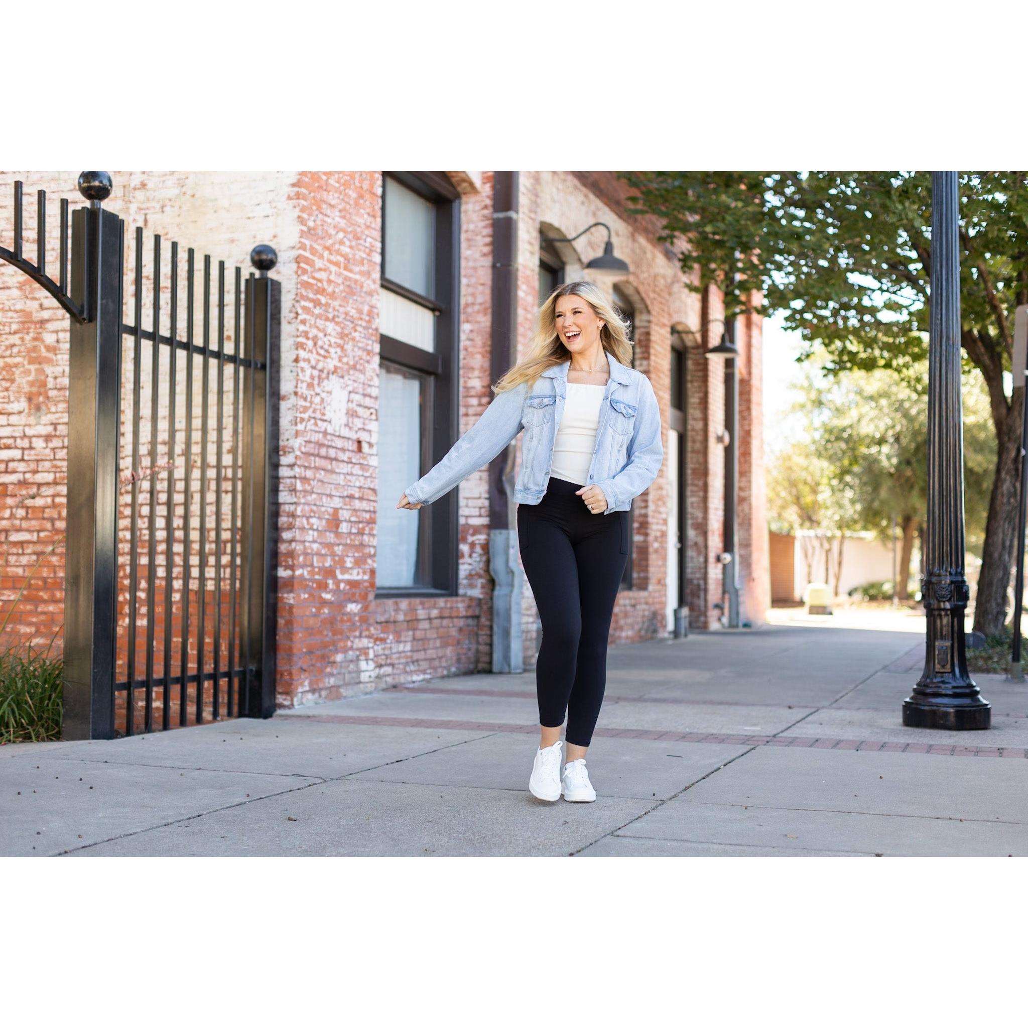 Alana - 7/8 Ankle Length BLACK Leggings with Pockets