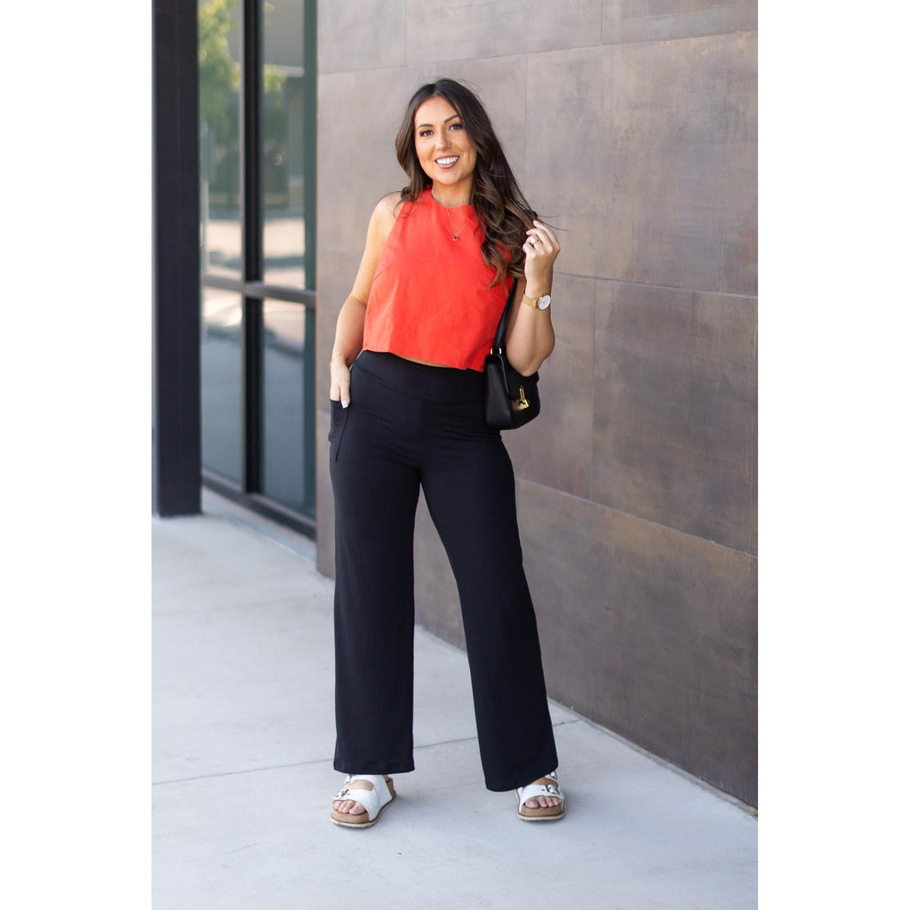Brooke - Black Wide Leg Full-Length with Pockets - Luxe Leggings by Julia Rose®