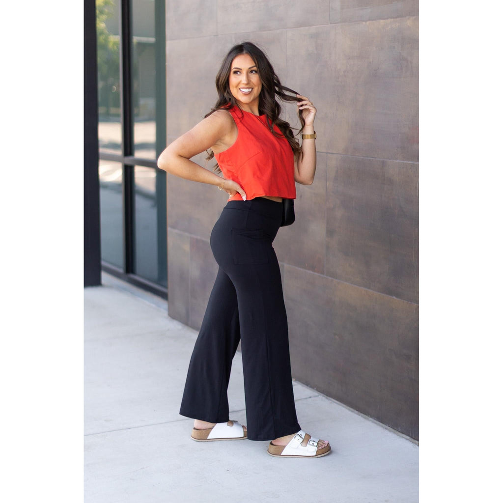 Brooke - Black Wide Leg Full-Length with Pockets - Luxe Leggings by Julia Rose®