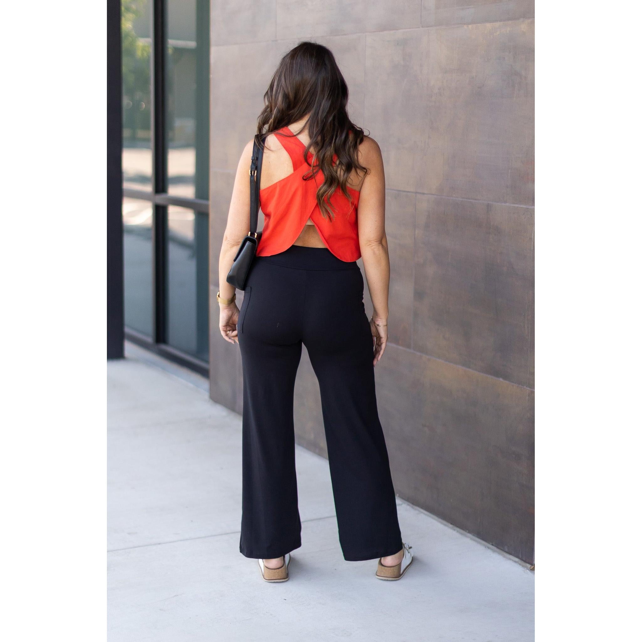 Brooke - Black Wide Leg Full-Length with Pockets - Luxe Leggings by Julia Rose®