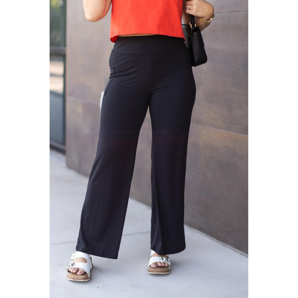 Brooke - Black Wide Leg Full-Length with Pockets - Luxe Leggings by Julia Rose®