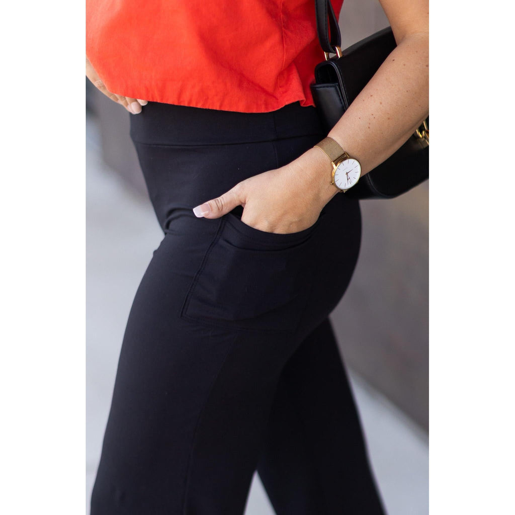 Brooke - Black Wide Leg Full-Length with Pockets - Luxe Leggings by Julia Rose®