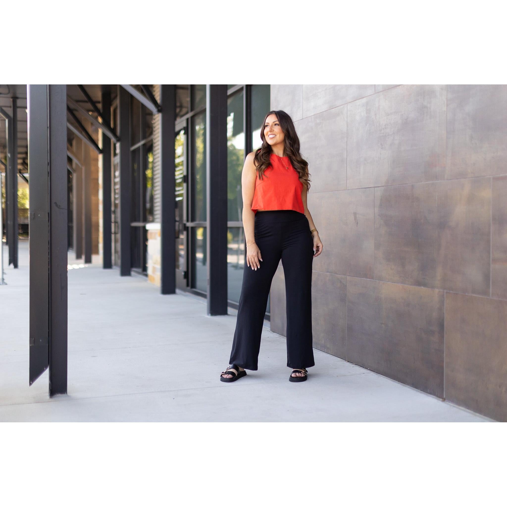 Brooke - Black Wide Leg Full-Length with Pockets - Luxe Leggings by Julia Rose®