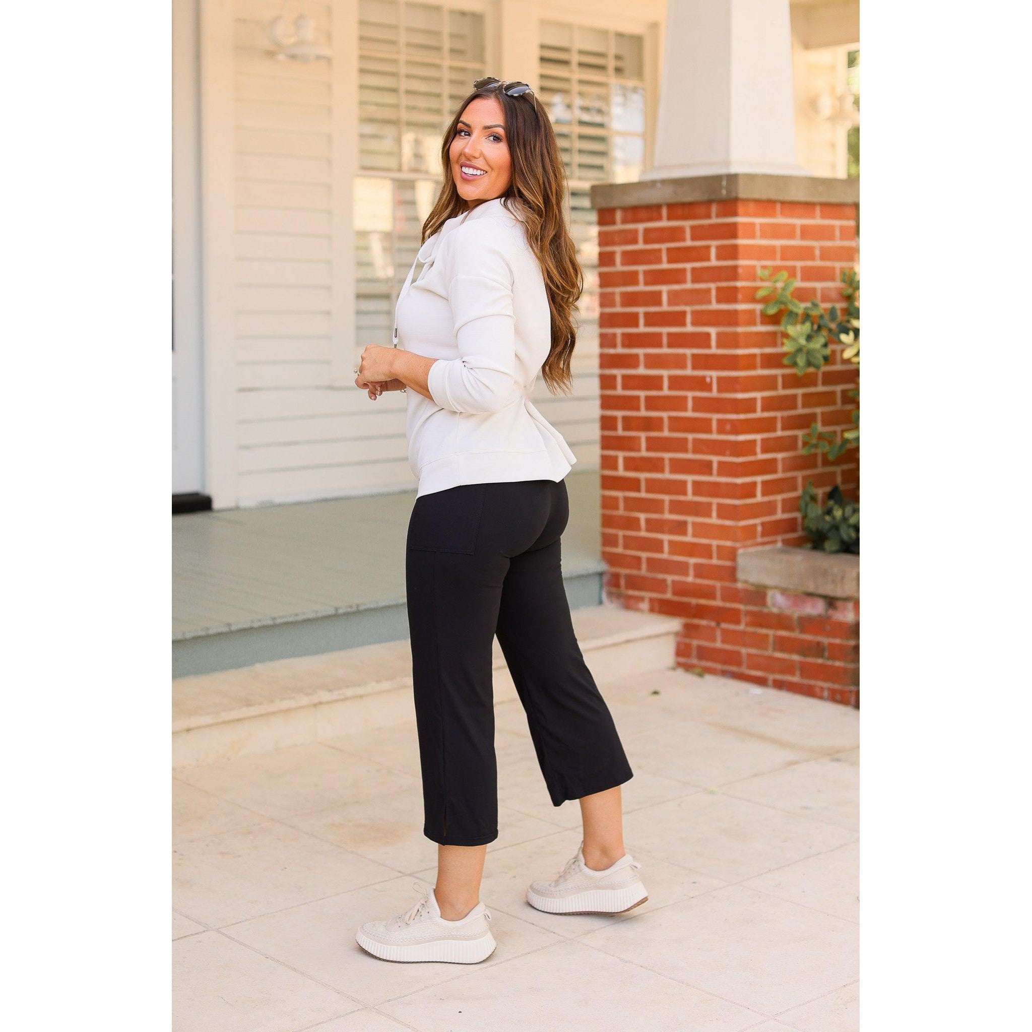Gabriella -Black  High Waisted Gaucho Pants*