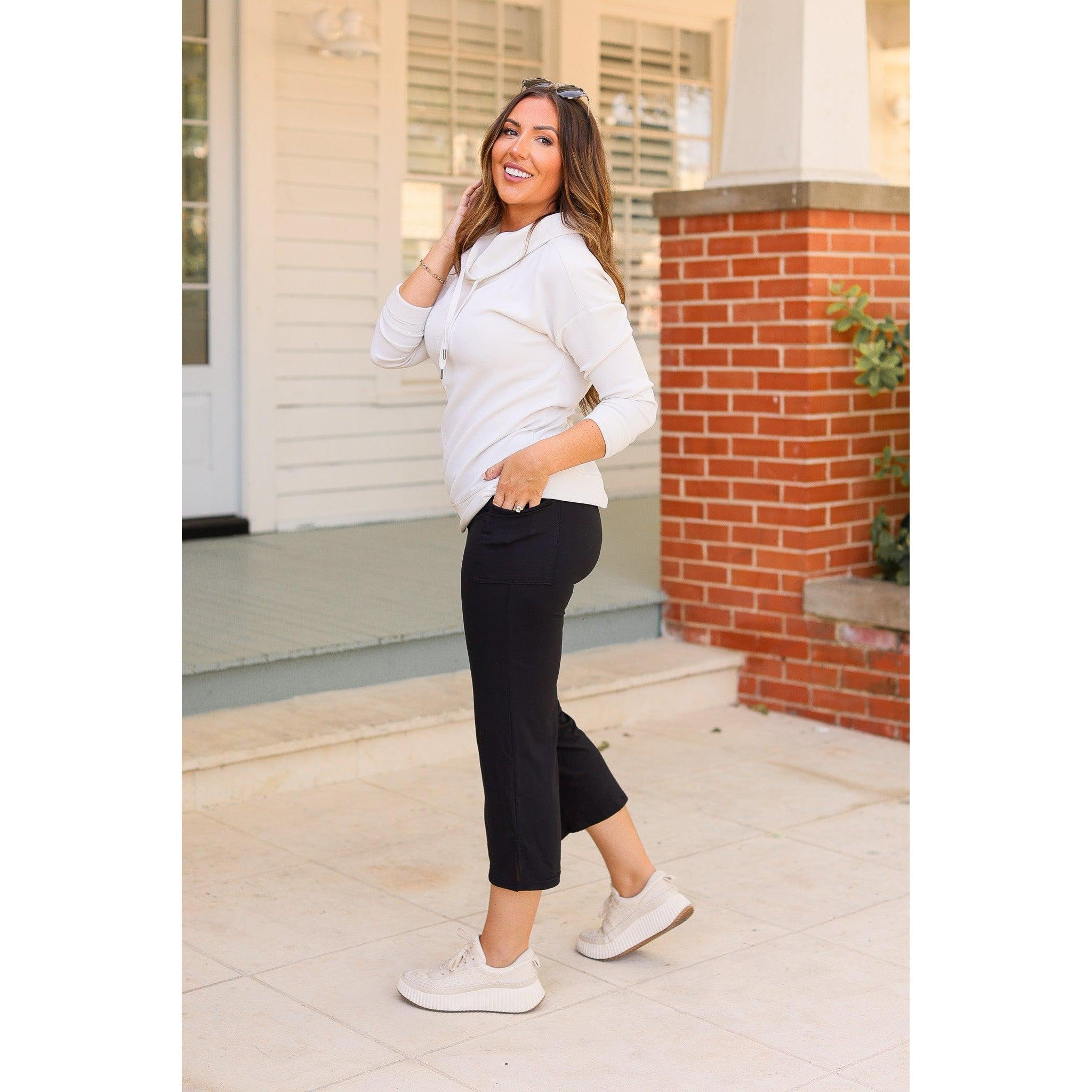 Gabriella -Black  High Waisted Gaucho Pants*