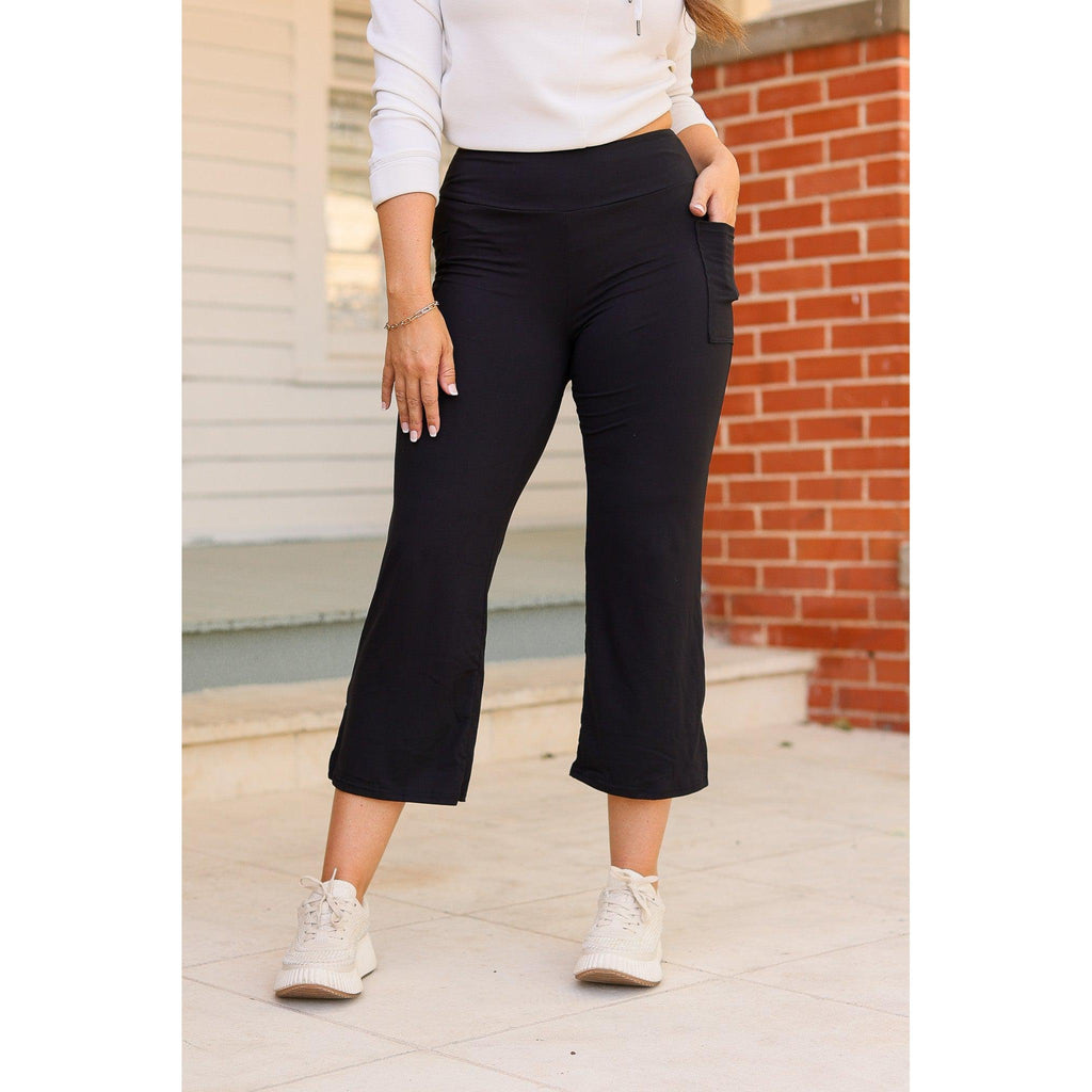 Gabriella -Black  High Waisted Gaucho Pants*