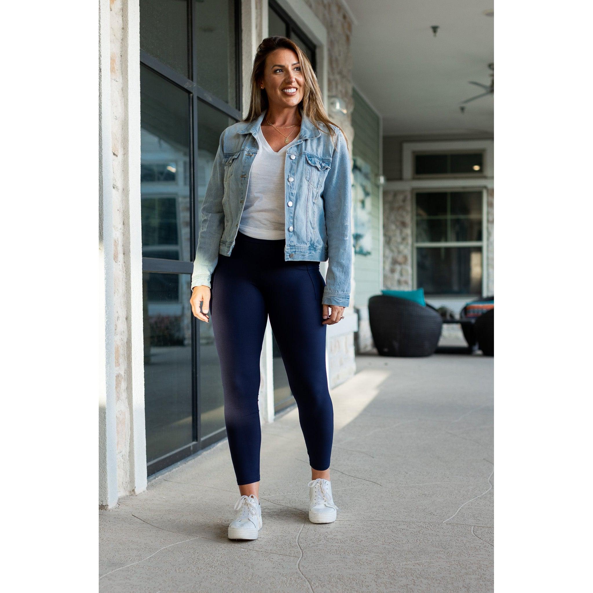 Nyla - Navy Full-Length with Pocket Leggings