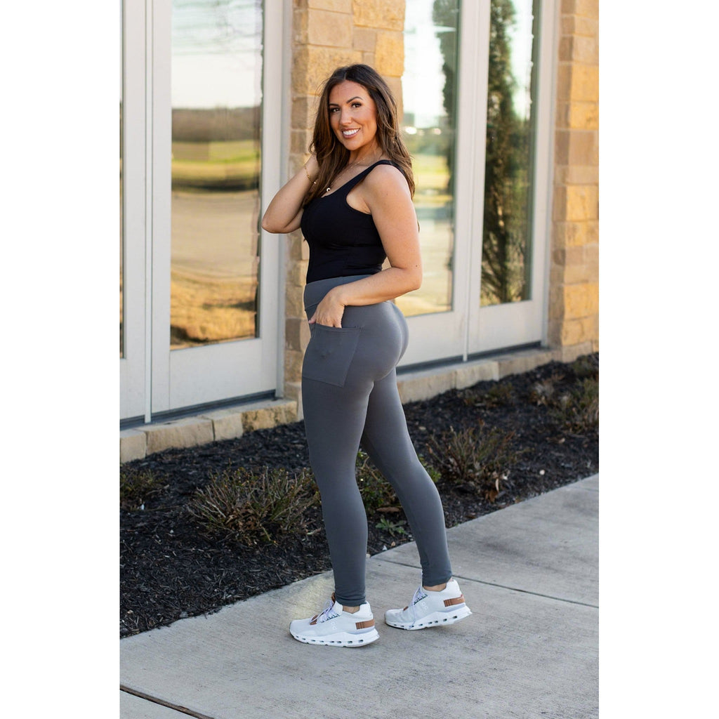 Carmen - Charcoal Full Length Leggings with Pockets