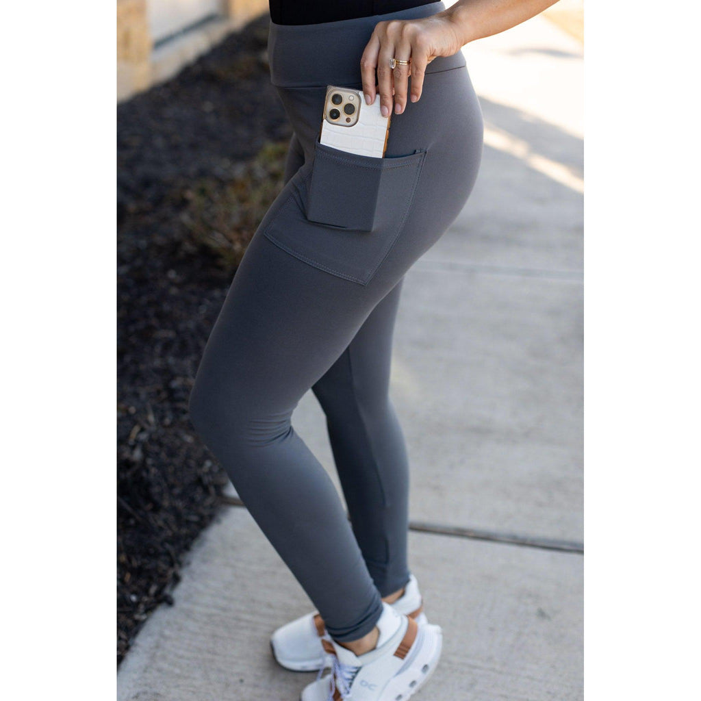 Carmen - Charcoal Full Length Leggings with Pockets