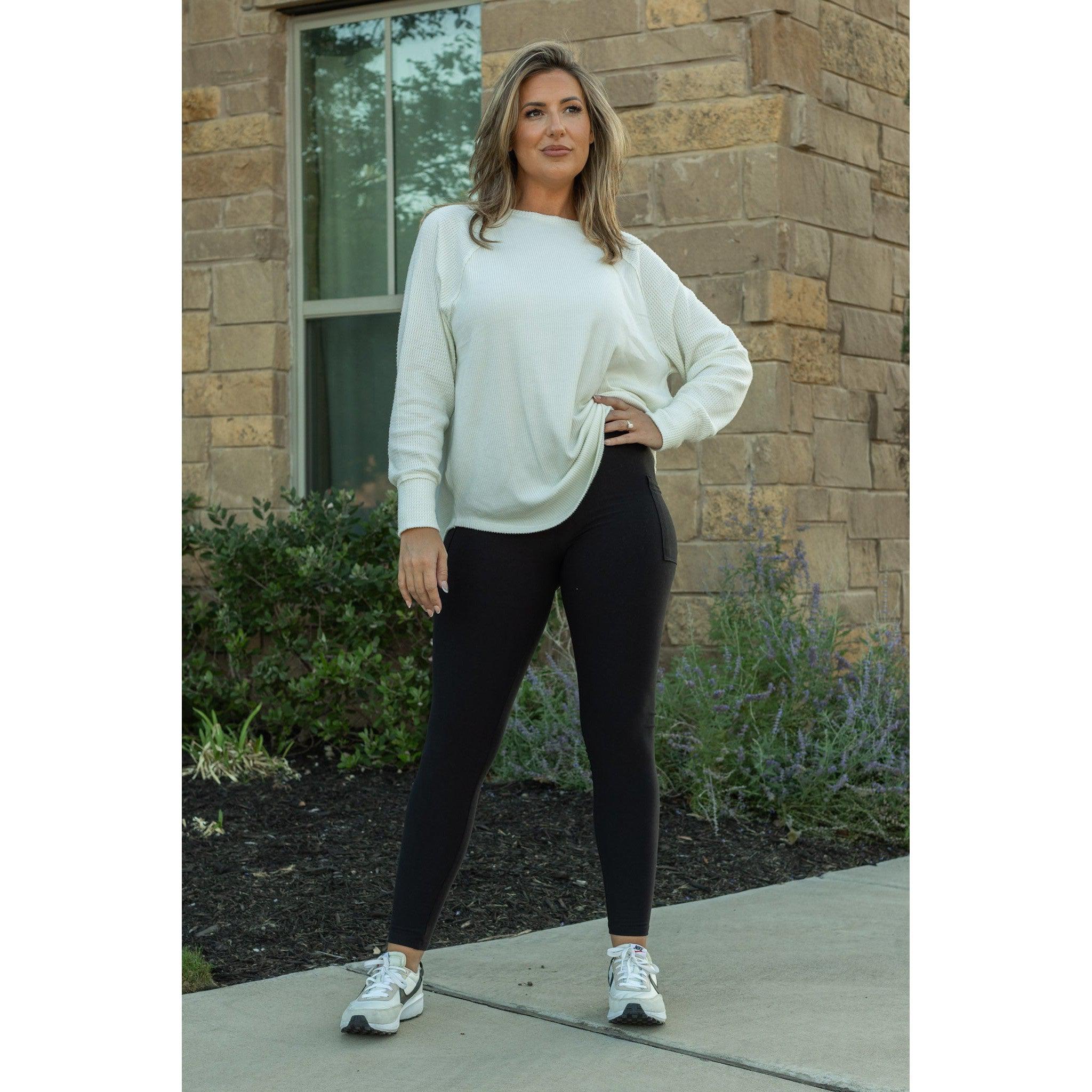 Lilla -   Black Fleece Full Length Leggings with Pockets