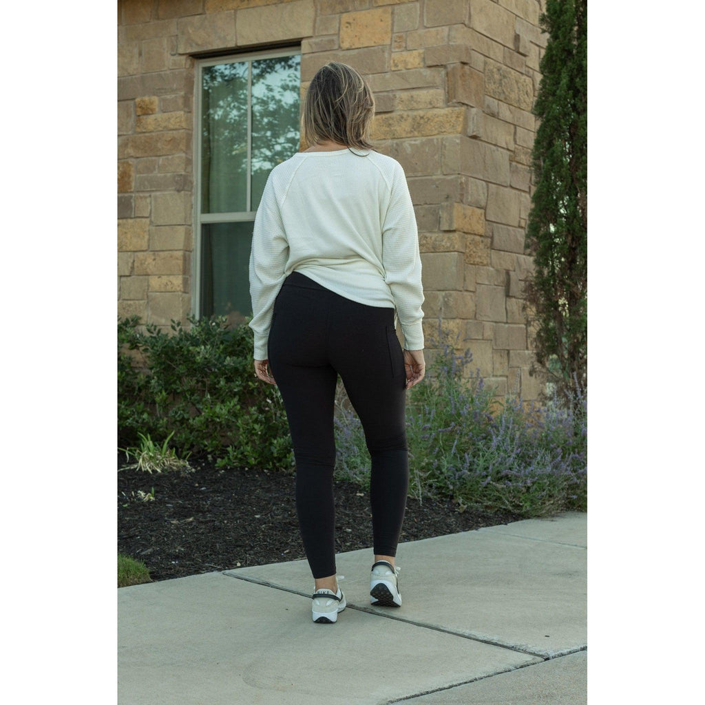 Lilla -   Black Fleece Full Length Leggings with Pockets