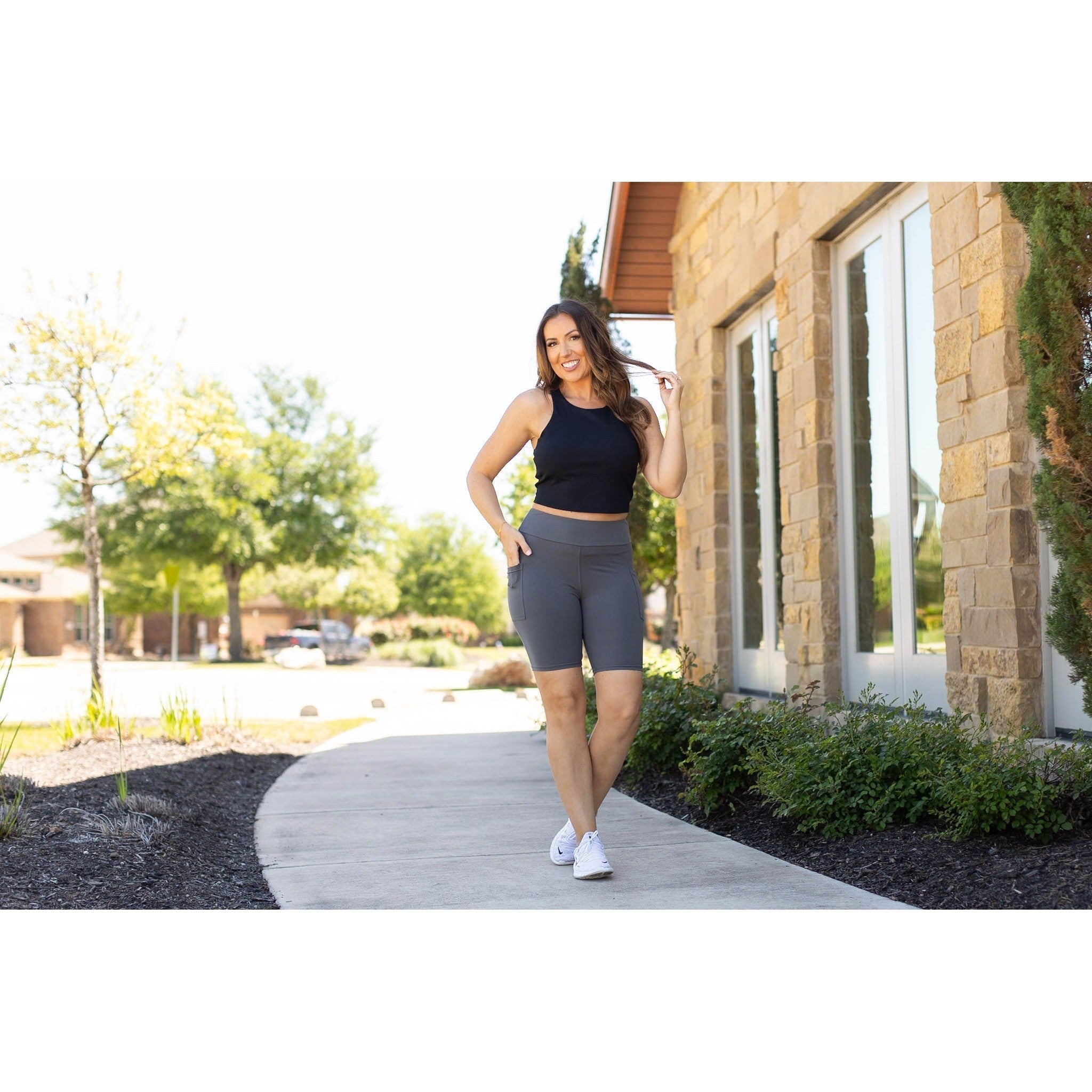 The Christy - Charcoal 7-inch Biker Shorts