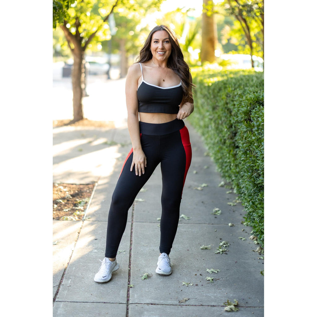 Roxie - Red Panel Full Length Leggings