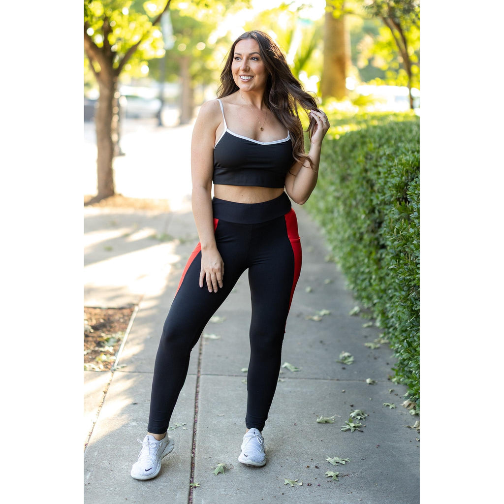 Roxie - Red Panel Full Length Leggings