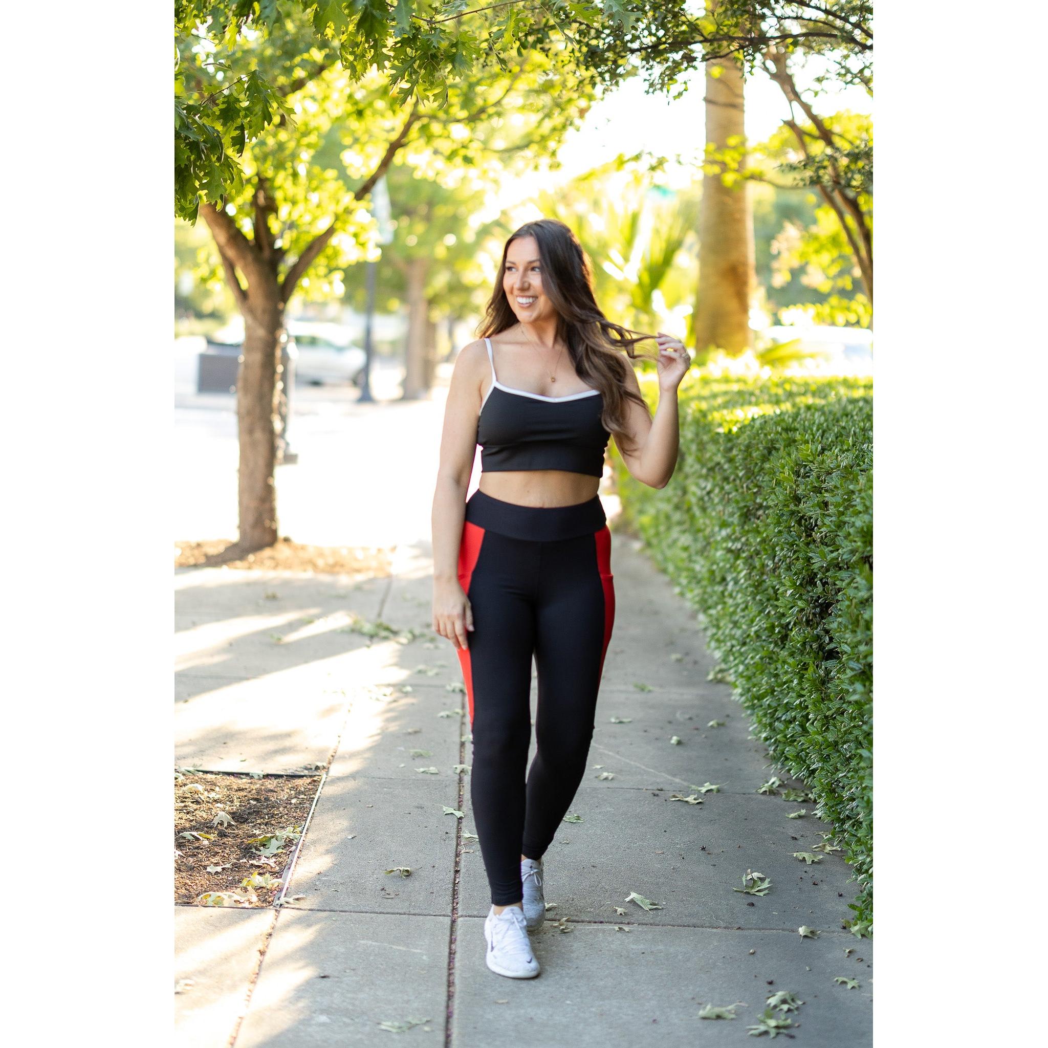 Roxie - Red Panel Full Length Leggings