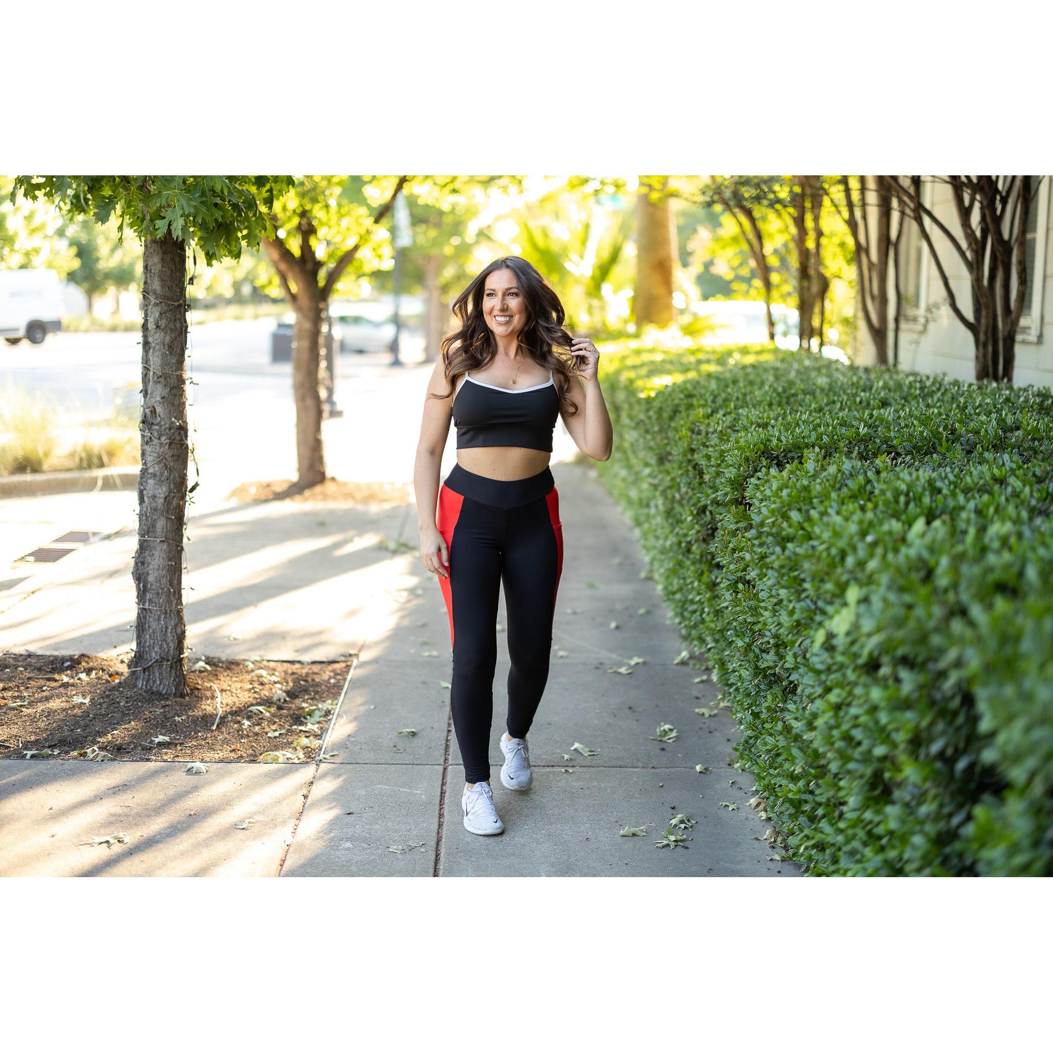 Roxie - Red Panel Full Length Leggings