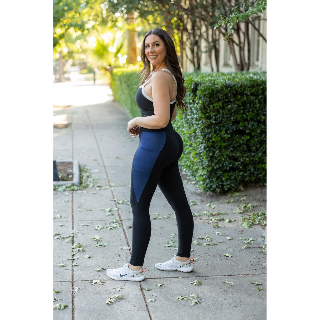 Billie- Blue Panel Full Length Leggings