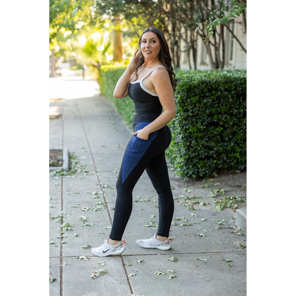 Billie- Blue Panel Full Length Leggings
