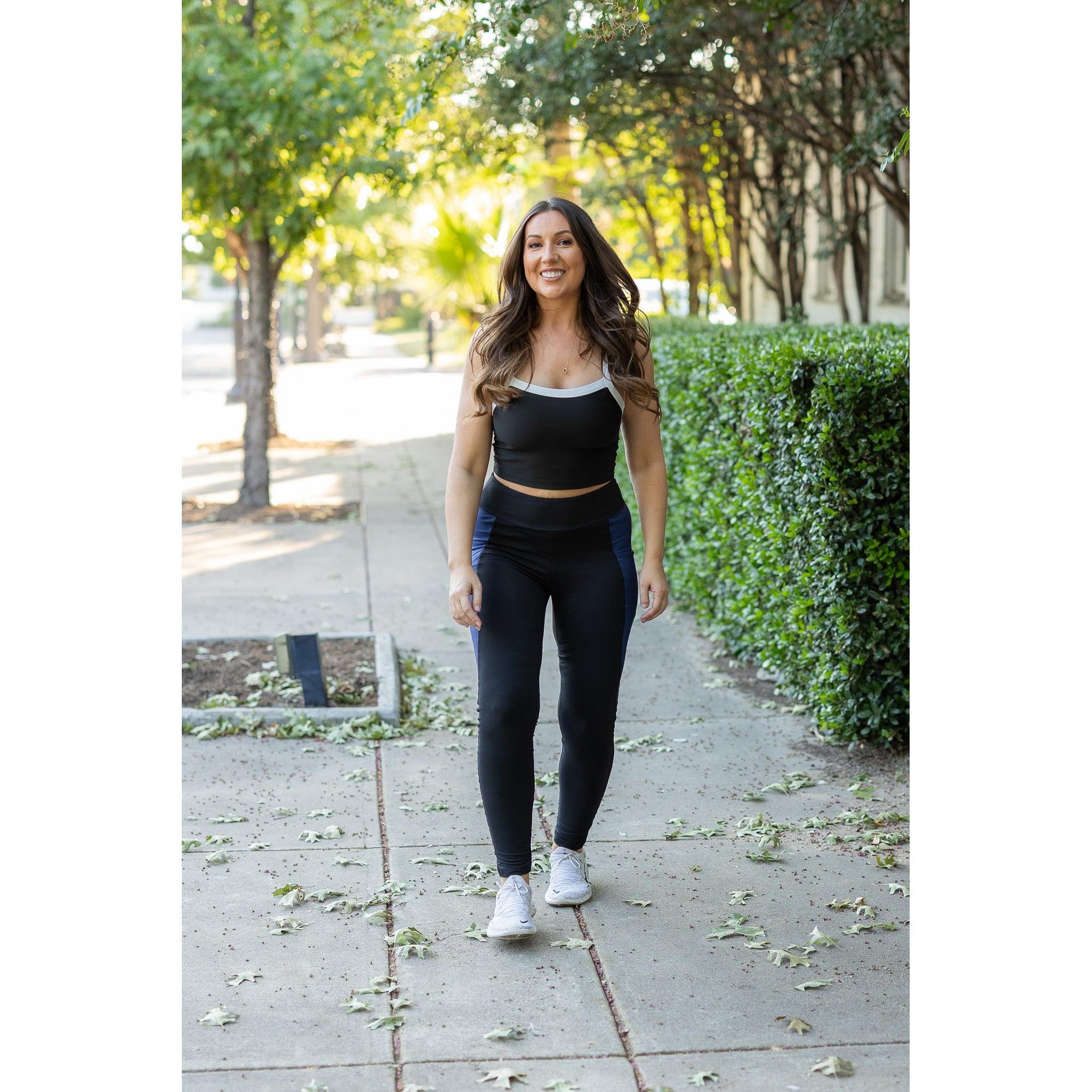 Billie- Blue Panel Full Length Leggings