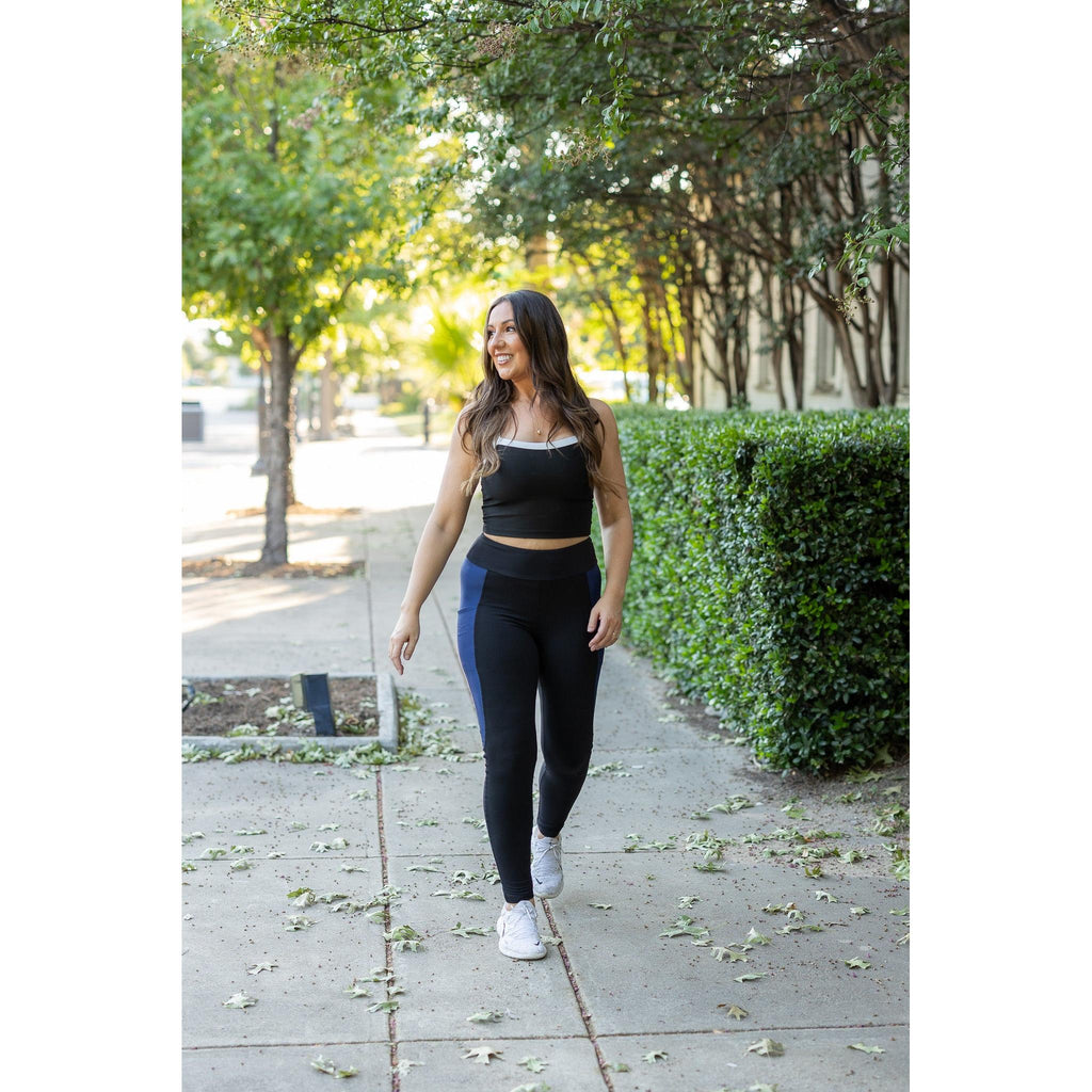 Billie- Blue Panel Full Length Leggings