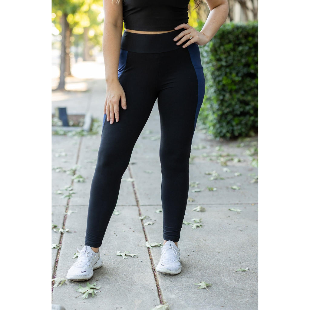 Billie- Blue Panel Full Length Leggings