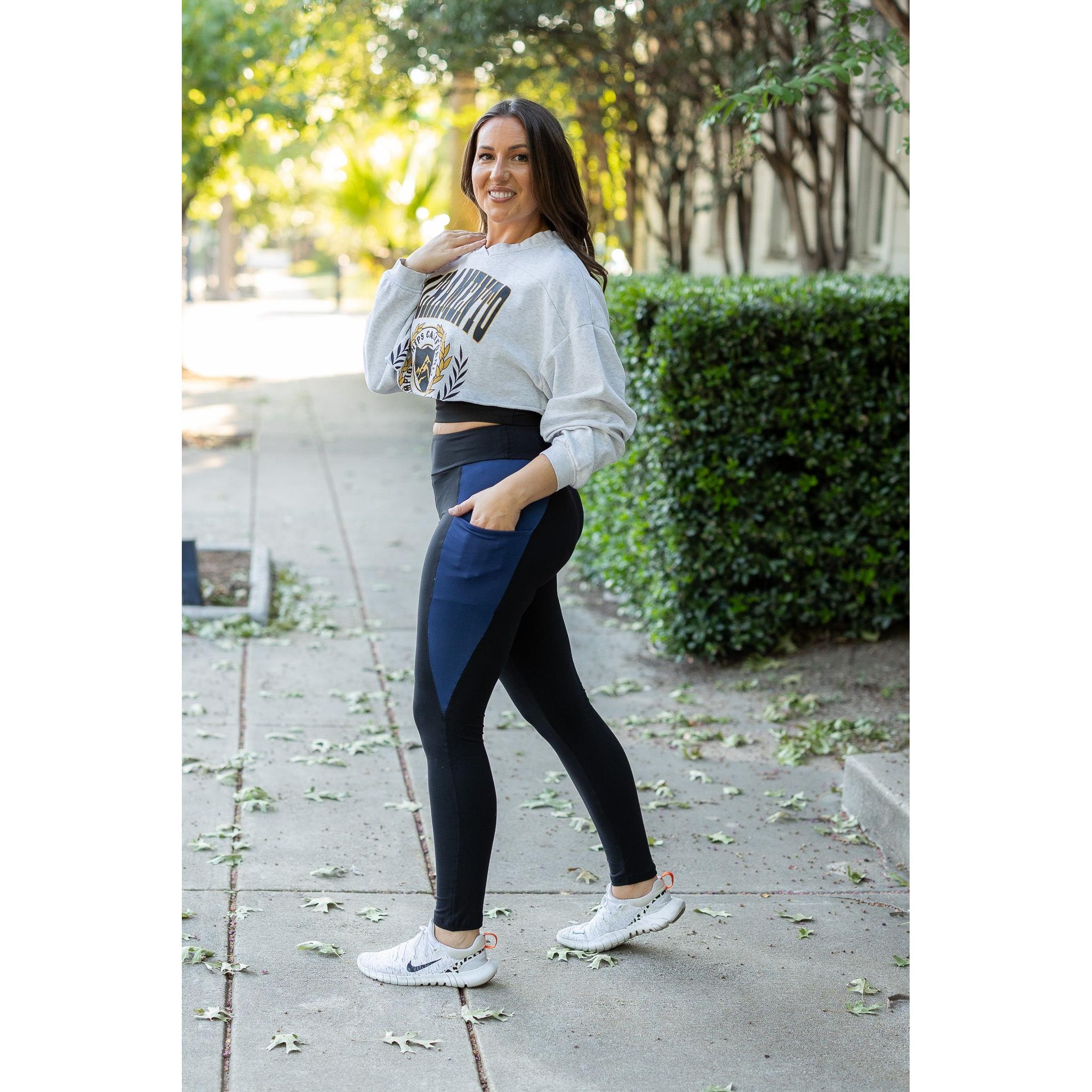 Billie- Blue Panel Full Length Leggings