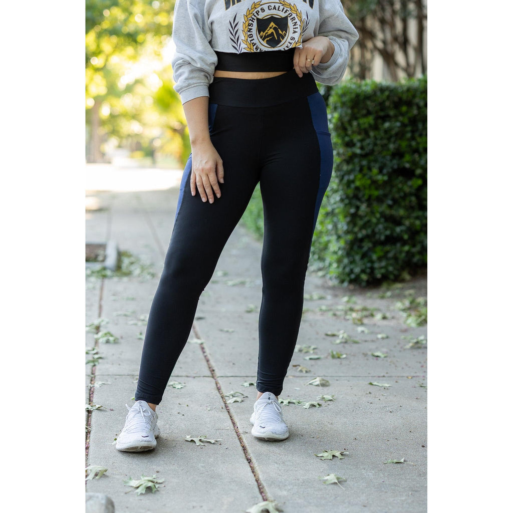 Billie- Blue Panel Full Length Leggings
