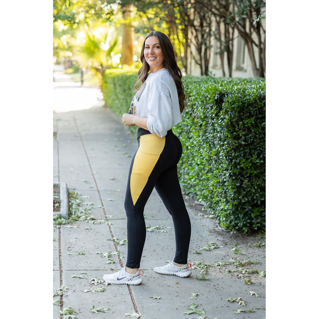 Yasmine - Yellow Panel Full Length Leggings