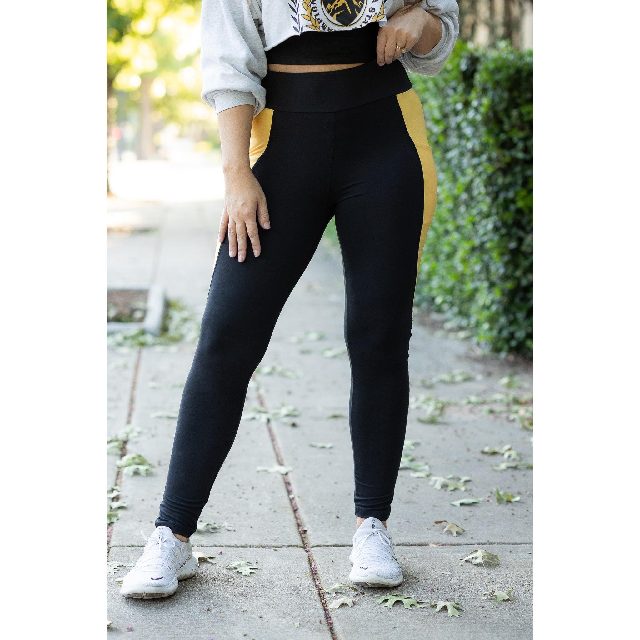 Yasmine - Yellow Panel Full Length Leggings