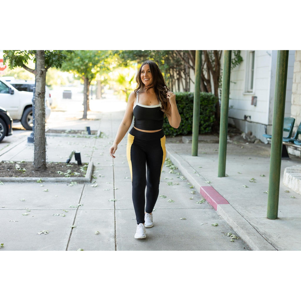 Yasmine - Yellow Panel Full Length Leggings
