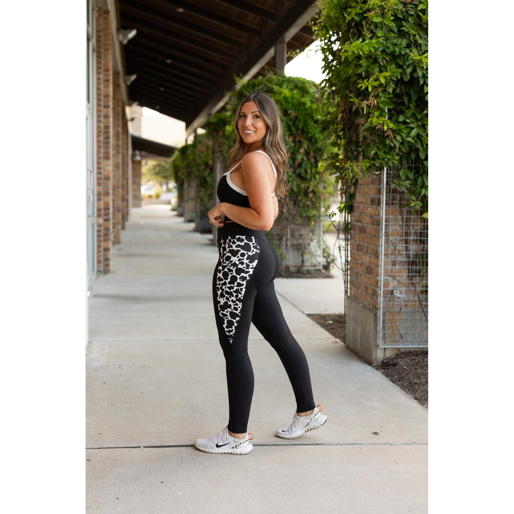 Carolina - Cow Print Panel Leggings