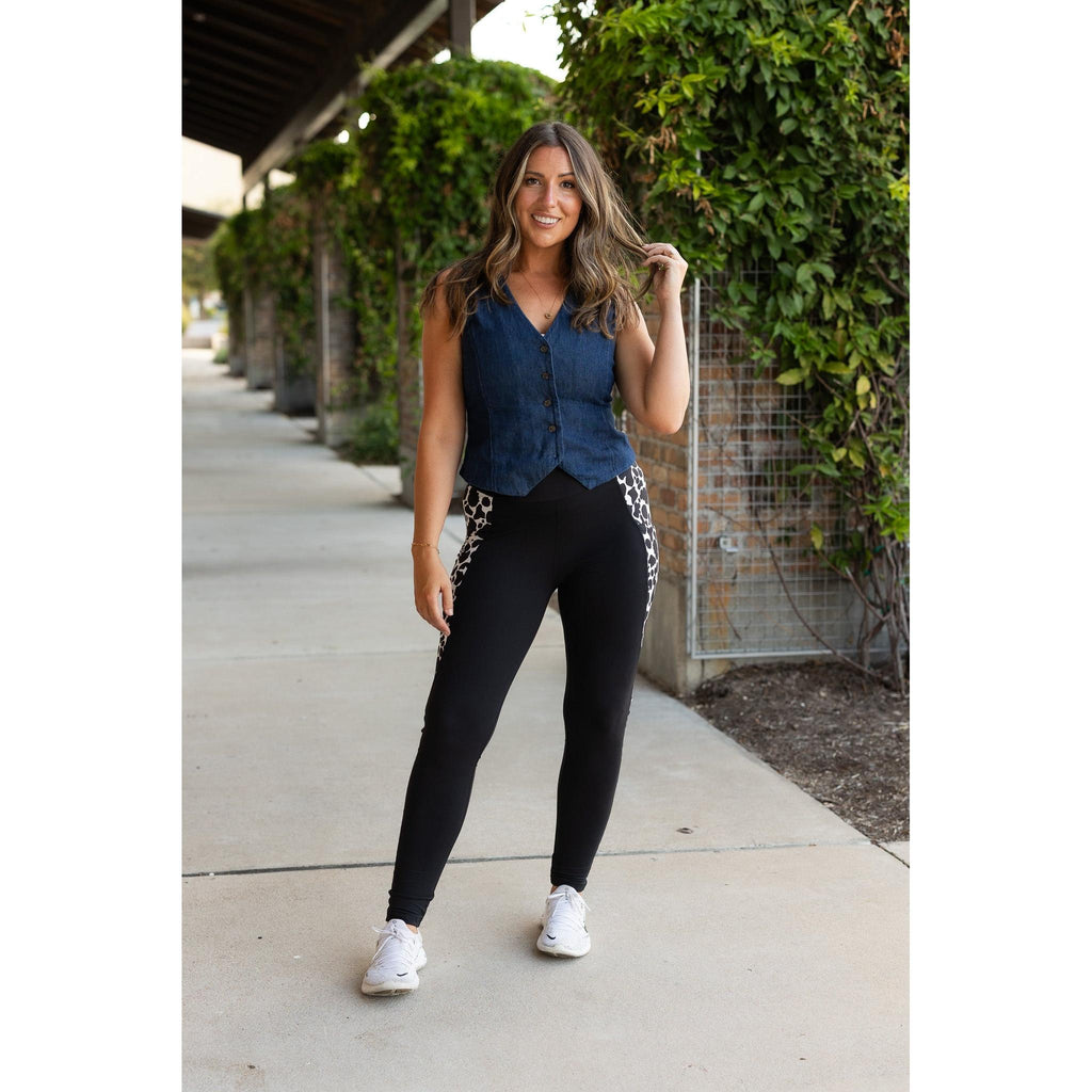 Carolina - Cow Print Panel Leggings