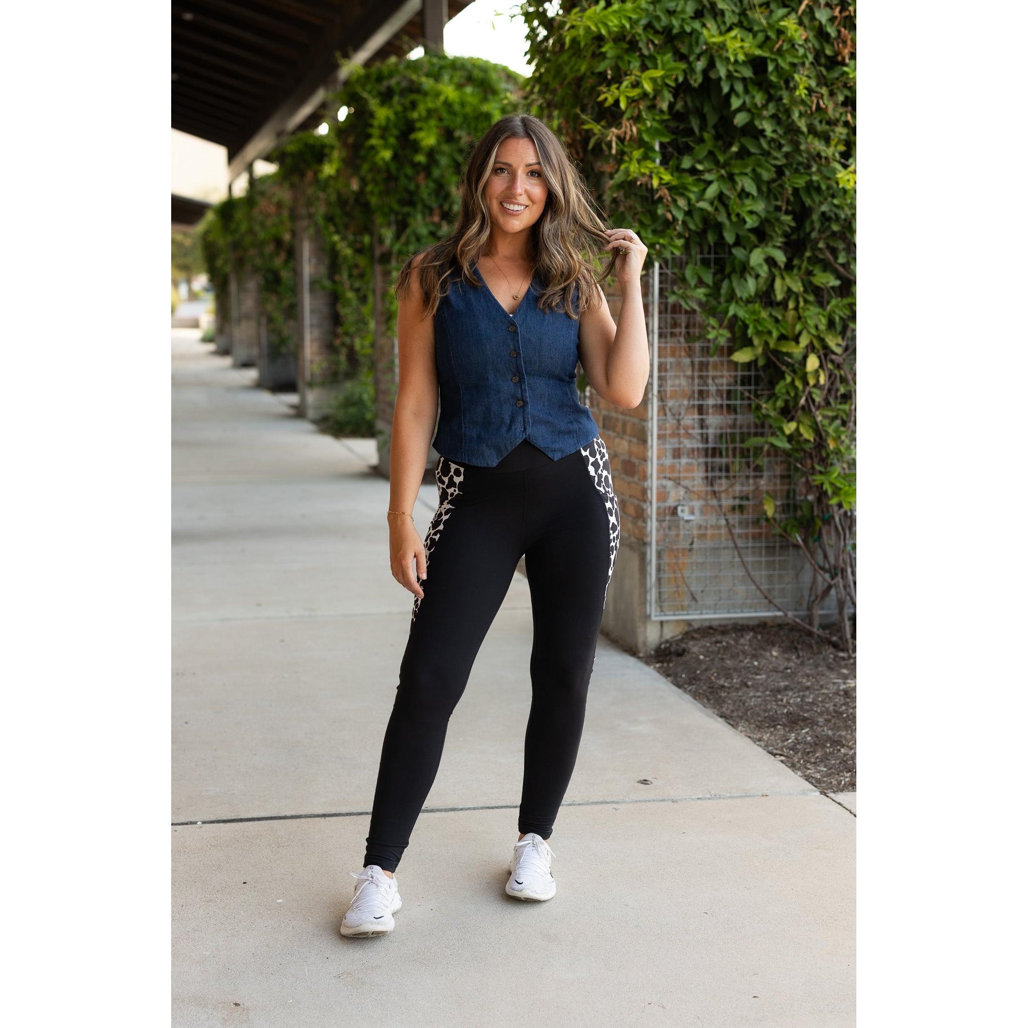 Carolina - Cow Print Panel Leggings