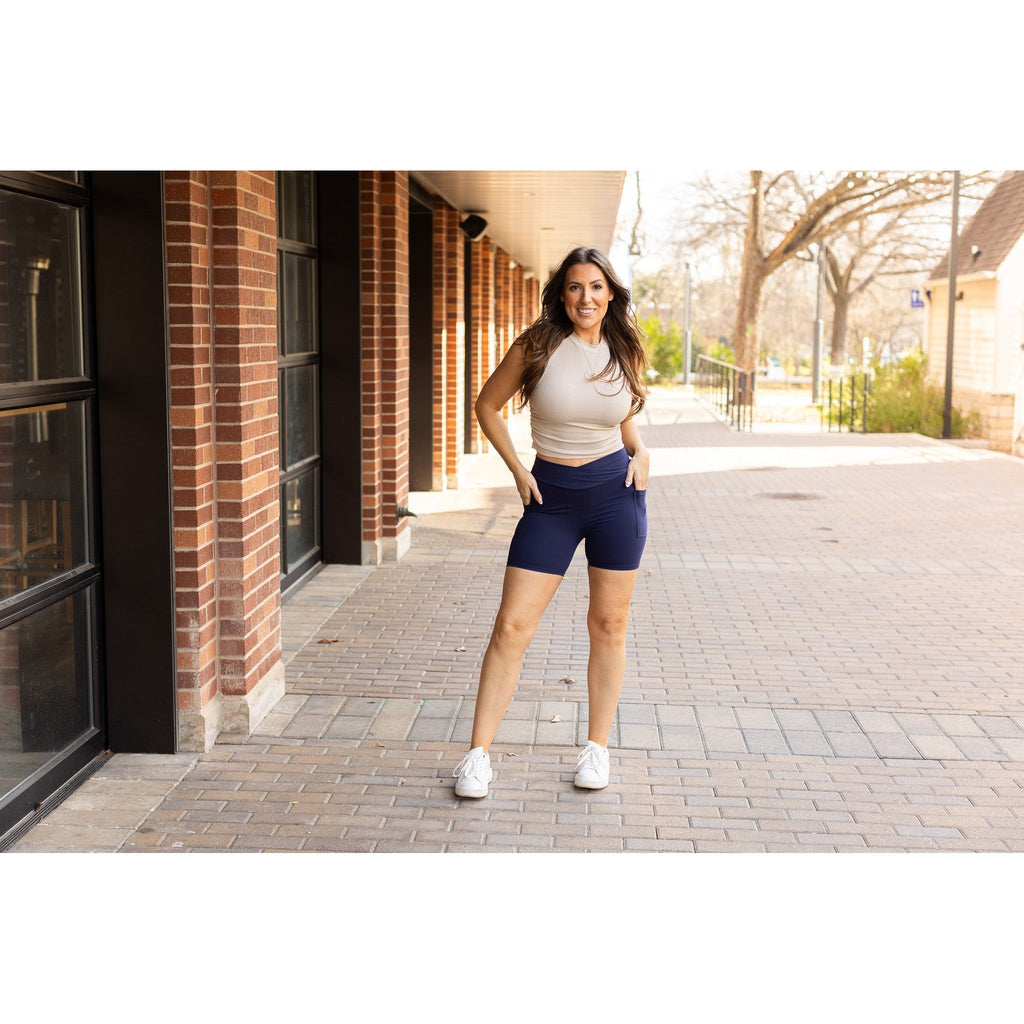 Abby - NAVY Crossover Biker 5 Shorts