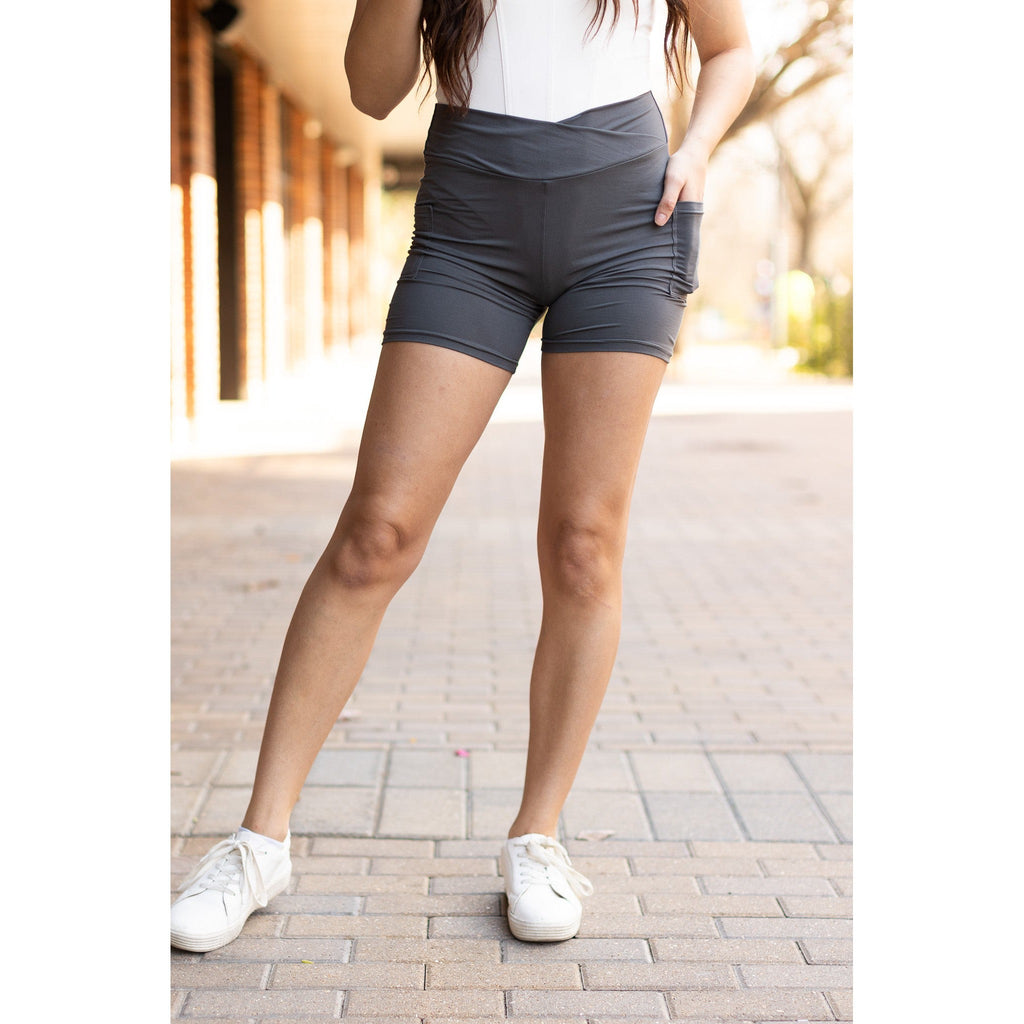 Caleigh - Charcoal Crossover Biker 5 Shorts