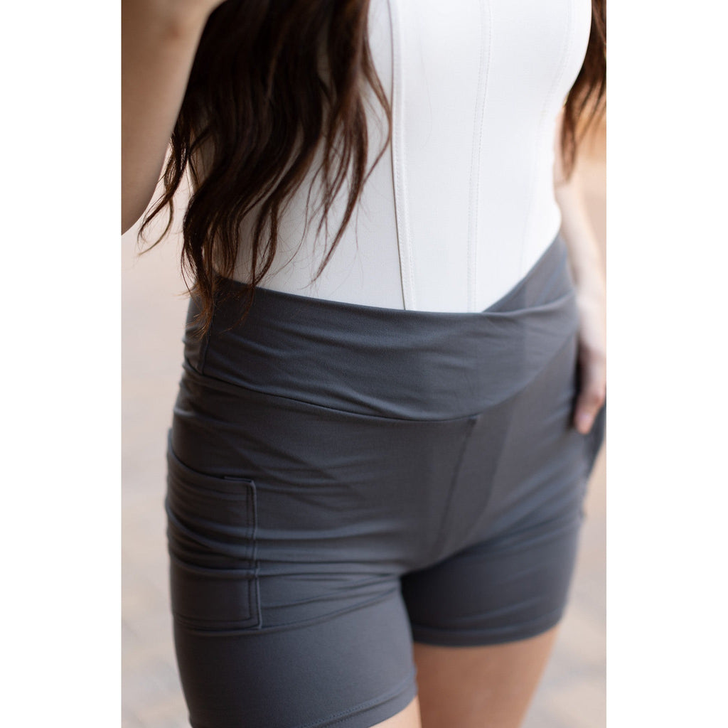 Caleigh - Charcoal Crossover Biker 5 Shorts