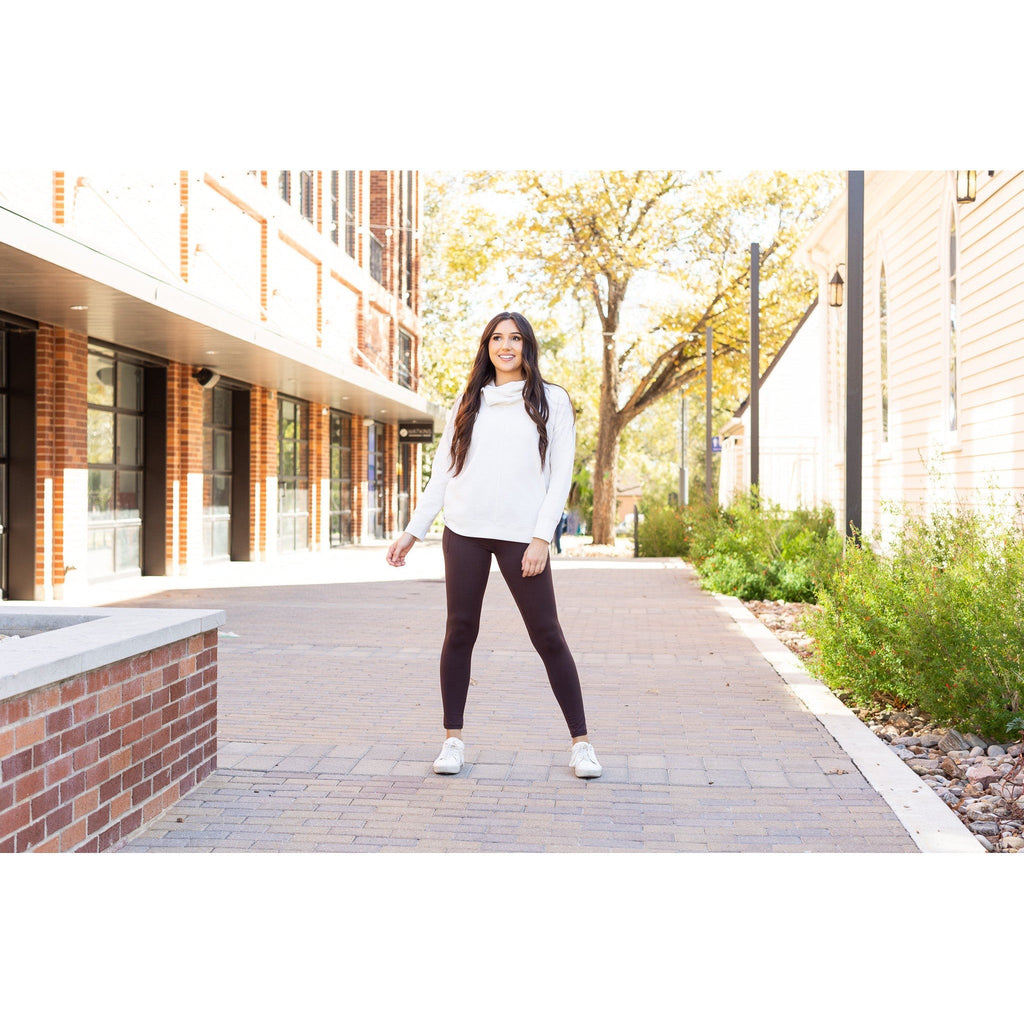 Becca - BROWN Crossover Full Length Leggings with Pockets