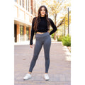 Caitlin - CHARCOAL Crossover Full Length Leggings with Pockets