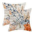 Yxuiyal Fall Pillow Covers 18x18 Set of 2 Blue Orange Pumpkin Leaves