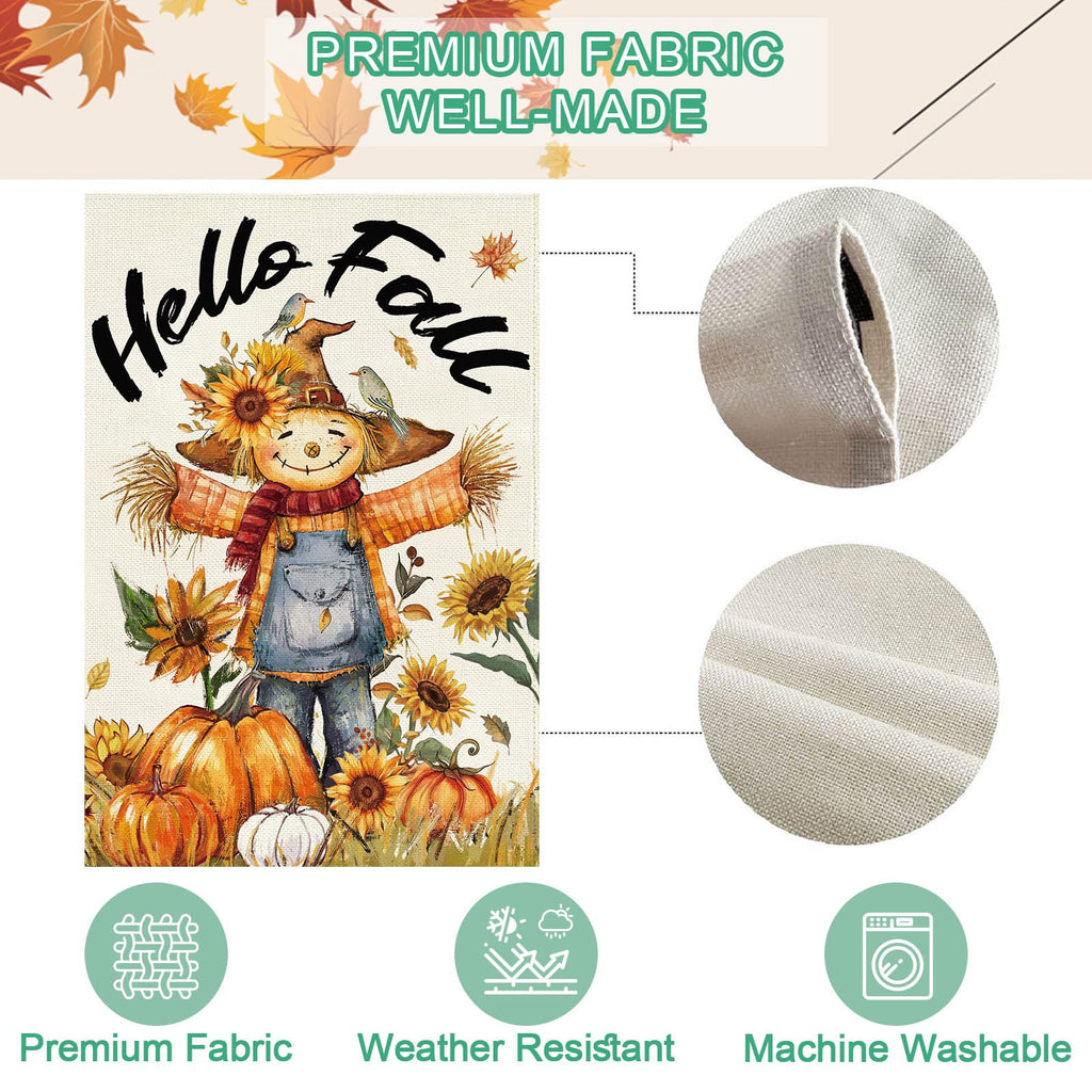 Baccessor Fall Thanksgiving Scarecrow Garden Flag 12.5x18 Inch Burlap