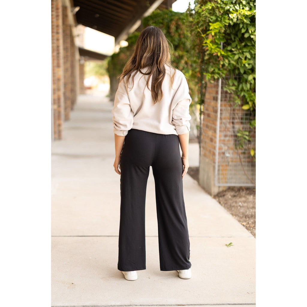 Chelsea - Black Wide Leg with Leopard Panel Loungers