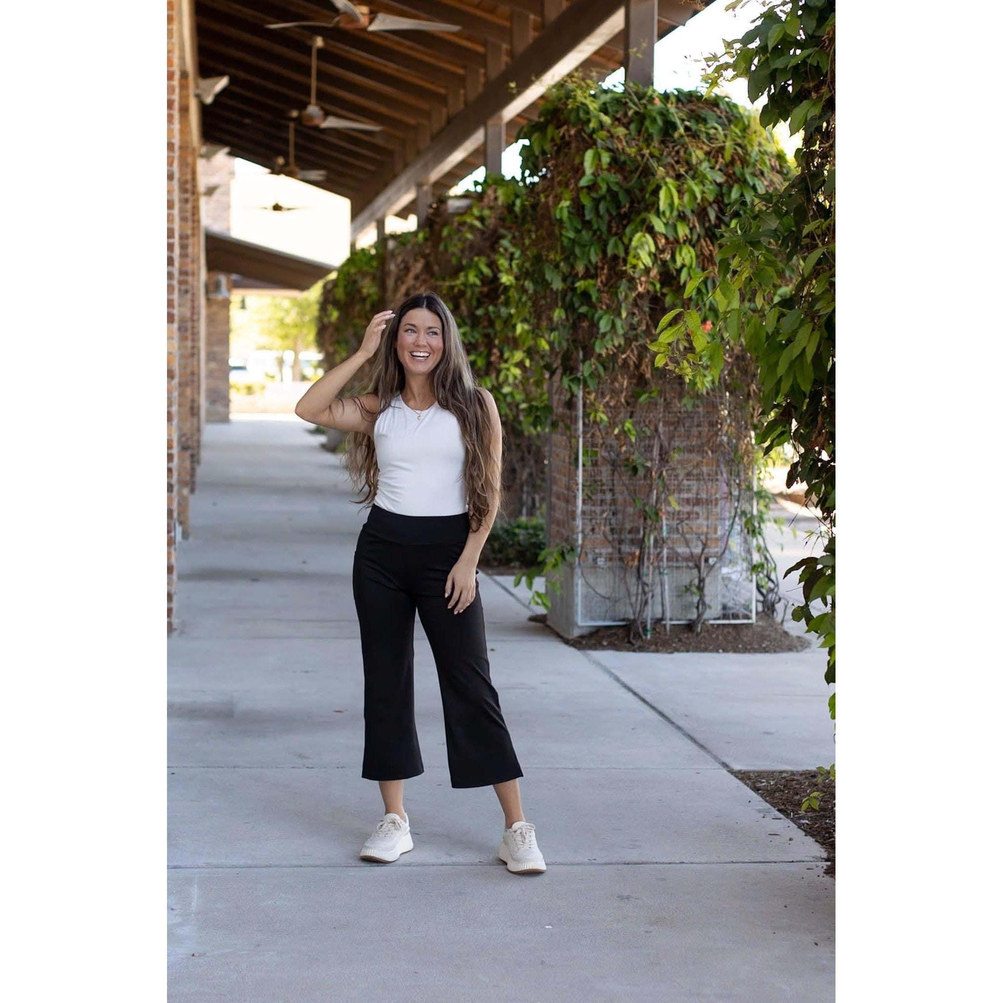 Gabriella -Black  High Waisted Gaucho Pants*
