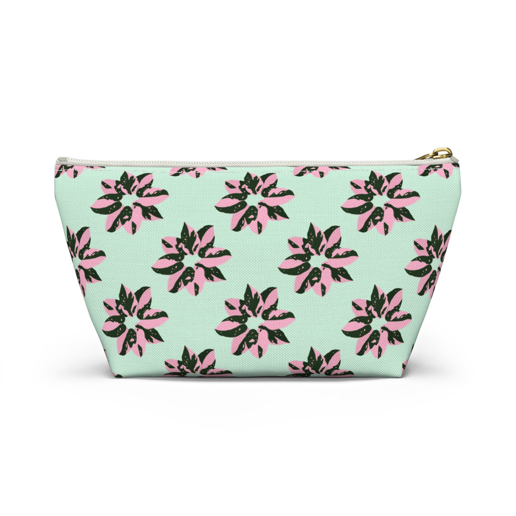 Pink Princess Philodendron Pattern Accessory Pouch – Makeup Bag With T-Bottom