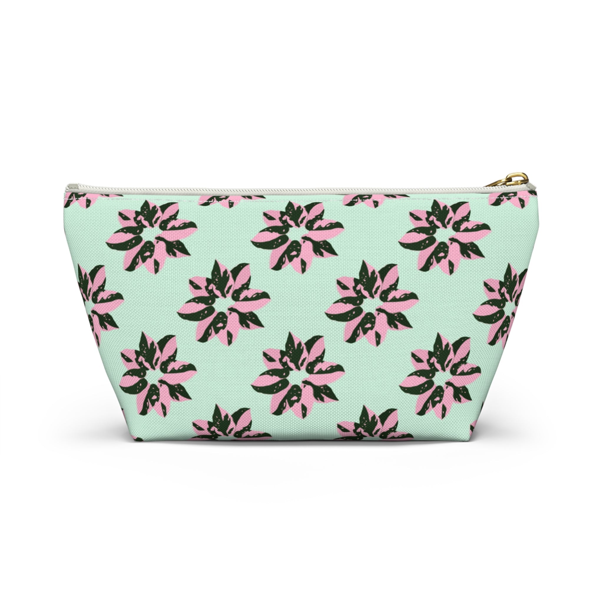 Pink Princess Philodendron Pattern Accessory Pouch – Makeup Bag With T-Bottom