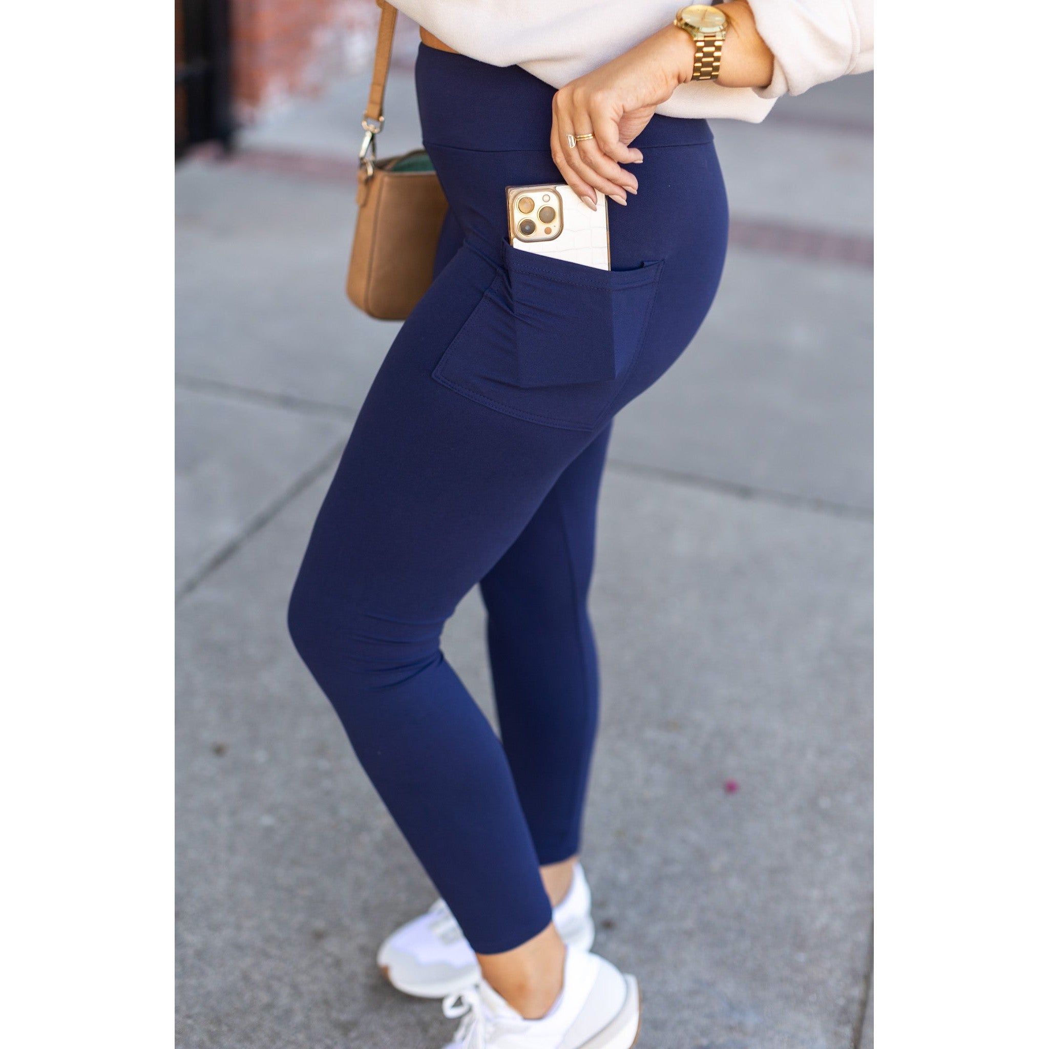 Nyla - Navy Full-Length with Pocket Leggings