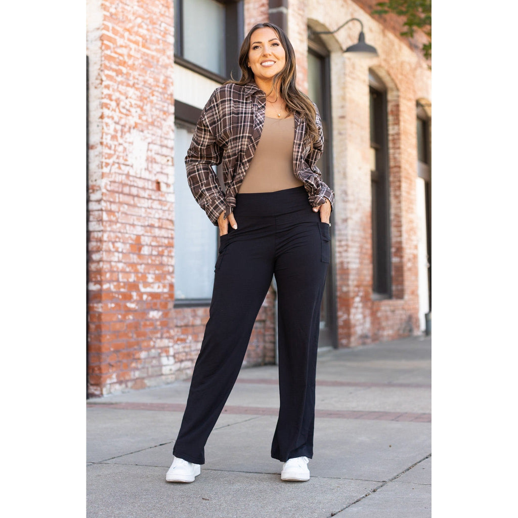 Brooke - Black Wide Leg Full-Length with Pockets - Luxe Leggings by Julia Rose®